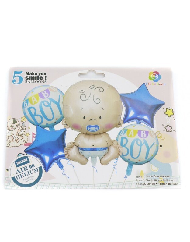 5 balionų rinkinys berniukui - baby boy